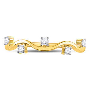 Yellow Gold Diamond Wave Stackable Band Ring - A Captivating Addition to Your Jewelry Collection - Splendid Jewellery