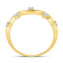 Load image into Gallery viewer, Yellow Gold Diamond Wave Stackable Band Ring - A Captivating Addition to Your Jewelry Collection - Side View