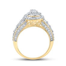 Load image into Gallery viewer, Yellow Gold Teardrop Diamond Cluster Ring - A Mesmerizing Masterpiece in 10kt Gold - Side View