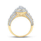 Yellow Gold Teardrop Diamond Cluster Ring - A Mesmerizing Masterpiece in 10kt Gold - Side View