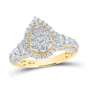 Yellow Gold Teardrop Diamond Cluster Ring - A Mesmerizing Masterpiece in 10kt Gold - Splendid Jewellery