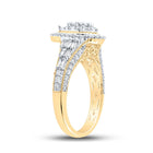 Yellow Gold Teardrop Diamond Cluster Ring - A Mesmerizing Masterpiece in 10kt Gold - Second Side View