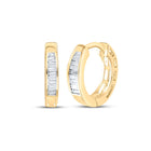 Yellow Radiance: Sterling Silver Baguette Diamond Huggie Earrings  Top View from Splendid Jewellery