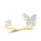 Yellow tone Sterling Diamond Butterfly Ring 1/4 Cttw - Splendid Jewellery