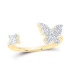 Yellow tone Sterling Diamond Butterfly Ring 1/4 Cttw - Splendid Jewellery