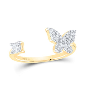 Yellow tone Sterling Diamond Butterfly Ring 1/4 Cttw - Splendid Jewellery