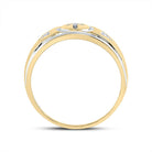 Yellow tone Sterling Round Diamond Men's Cross Wedding Band Ring 1/20 Cttw - Splendid Jewellery