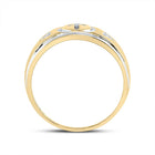 Yellow tone Sterling Round Diamond Men's Cross Wedding Band Ring 1/20 Cttw - Splendid Jewellery