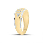 Yellow tone Sterling Round Diamond Men's Cross Wedding Band Ring 1/20 Cttw - Splendid Jewellery