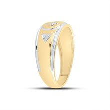 Load image into Gallery viewer, Yellow tone Sterling Round Diamond Men's Cross Wedding Band Ring 1/20 Cttw - Splendid Jewellery