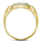 Yellow - tone Sterling Round Diamond Mens Square Frame Cluster Ring 1/10 Cttw - Splendid Jewellery