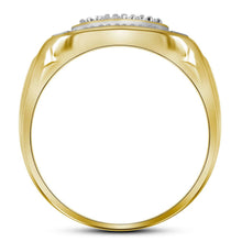 Load image into Gallery viewer, Yellow - tone Sterling Round Diamond Mens Square Frame Cluster Ring 1/10 Cttw - Splendid Jewellery