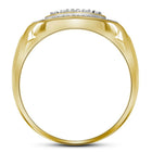 Yellow - tone Sterling Round Diamond Mens Square Frame Cluster Ring 1/10 Cttw - Splendid Jewellery
