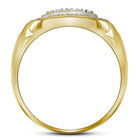 Yellow - tone Sterling Round Diamond Mens Square Frame Cluster Ring 1/10 Cttw - Splendid Jewellery