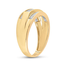 Load image into Gallery viewer, Yellow - tone Sterling Silver Round Diamond Mens Band Ring 1/5 Cttw - Splendid Jewellery