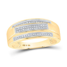 Load image into Gallery viewer, Yellow - tone Sterling Silver Round Diamond Mens Band Ring 1/5 Cttw - Splendid Jewellery