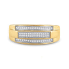 Yellow - tone Sterling Silver Round Diamond Mens Band Ring 1/5 Cttw - Splendid Jewellery