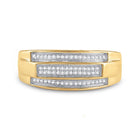 Yellow - tone Sterling Silver Round Diamond Mens Band Ring 1/5 Cttw - Splendid Jewellery