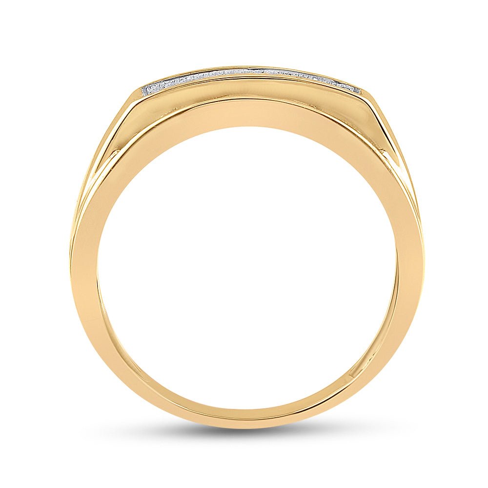 Yellow - tone Sterling Silver Round Diamond Mens Band Ring 1/5 Cttw - Splendid Jewellery