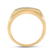 Load image into Gallery viewer, Yellow - tone Sterling Silver Round Diamond Mens Band Ring 1/5 Cttw - Splendid Jewellery