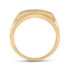 Yellow - tone Sterling Silver Round Diamond Mens Band Ring 1/5 Cttw - Splendid Jewellery