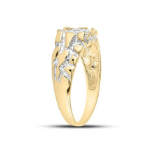 Load image into Gallery viewer, Yellow - tone Sterling Silver Round Diamond Mens Cluster Ring 1/20 Cttw - Splendid Jewellery