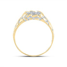Yellow - tone Sterling Silver Round Diamond Mens Cluster Ring 1/20 Cttw - Splendid Jewellery