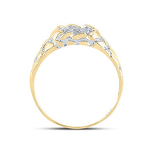 Load image into Gallery viewer, Yellow - tone Sterling Silver Round Diamond Mens Cluster Ring 1/20 Cttw - Splendid Jewellery
