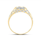 Yellow - tone Sterling Silver Round Diamond Mens Cluster Ring 1/20 Cttw - Splendid Jewellery