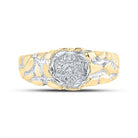 Yellow - tone Sterling Silver Round Diamond Mens Cluster Ring 1/20 Cttw - Splendid Jewellery