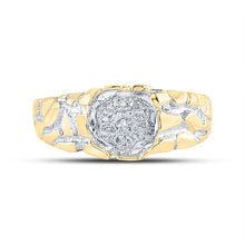 Load image into Gallery viewer, Yellow - tone Sterling Silver Round Diamond Mens Cluster Ring 1/20 Cttw - Splendid Jewellery