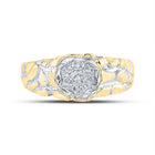 Yellow - tone Sterling Silver Round Diamond Mens Cluster Ring 1/20 Cttw - Splendid Jewellery