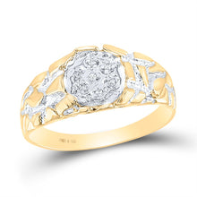 Load image into Gallery viewer, Yellow - tone Sterling Silver Round Diamond Mens Cluster Ring 1/20 Cttw - Splendid Jewellery