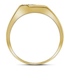 Yellow - tone Sterling Silver Round Diamond Mens Prong - Set Double Row Ring 1/10 Cttw - Splendid Jewellery