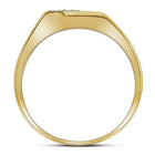 Yellow - tone Sterling Silver Round Diamond Mens Prong - Set Double Row Ring 1/10 Cttw - Splendid Jewellery
