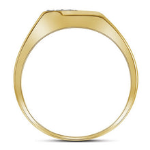 Load image into Gallery viewer, Yellow - tone Sterling Silver Round Diamond Mens Prong - Set Double Row Ring 1/10 Cttw - Splendid Jewellery