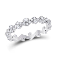 Load image into Gallery viewer, ZigZag Brilliance: 10kt White Gold Diamond Stackable Band Ring - Splendid Jewellery