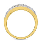 Zigzag Brilliance: 10kt Yellow Gold Womens Round Diamond Band Ring - Splendid Jewellery