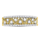 Zigzag Brilliance: 10kt Yellow Gold Womens Round Diamond Band Ring - Splendid Jewellery