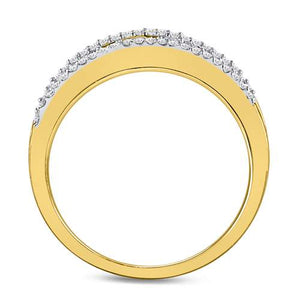 Zigzag Brilliance: 10kt Yellow Gold Womens Round Diamond Band Ring - Splendid Jewellery