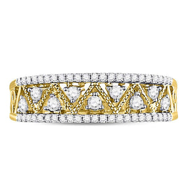 Zigzag Brilliance: 10kt Yellow Gold Womens Round Diamond Band Ring Top View from Splendid Jewellery