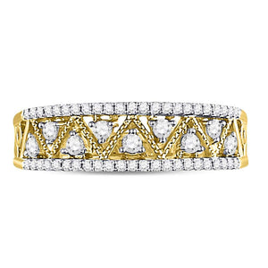 Zigzag Brilliance: 10kt Yellow Gold Womens Round Diamond Band Ring - Splendid Jewellery