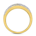 Zigzag Brilliance: 10kt Yellow Gold Womens Round Diamond Band Ring - Splendid Jewellery