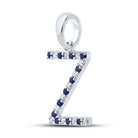 Zodiac Blue Sapphire Initial Pendant: 10kt White Gold Letter Necklace with Diamond Accent - Splendid Jewellery