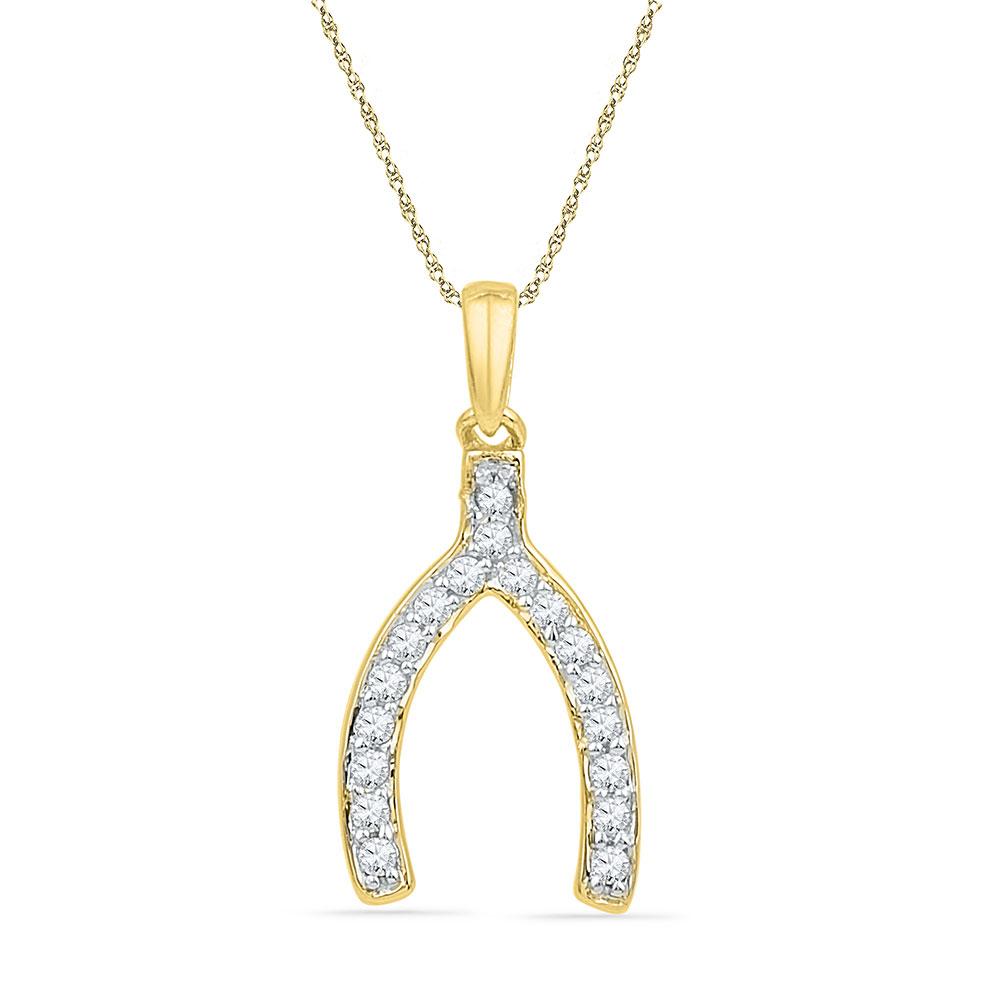 10k Yellow Gold Diamond Wishbone Horseshoe Pendant | Symbol of Luck and Beauty - Splendid Jewellery