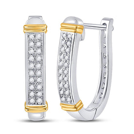 10kt Dual - Tone Gold Diamond Oblong Hoop Earrings: A Captivating Blend of Elegance and Style - Splendid Jewellery