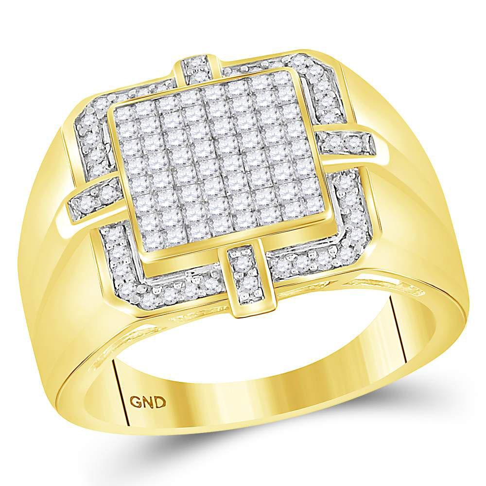 10kt Gold Mens Diamond Square Cluster Ring - 1 Carat Total Weight - Splendid Jewellery