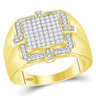10kt Gold Mens Diamond Square Cluster Ring - 1 Carat Total Weight - Splendid Jewellery