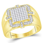 10kt Gold Mens Diamond Square Cluster Ring - 1 Carat Total Weight - Splendid Jewellery