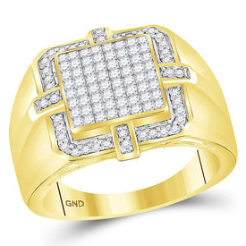 10kt Gold Mens Diamond Square Cluster Ring - 1 Carat Total Weight - Splendid Jewellery